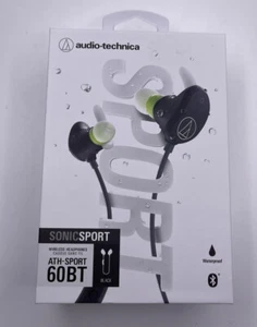 AUDIO TECHNICA ATH-SPORT60BTBK BT IN-EAR WATERPROOF HEADPHONES - Picture 1 of 5