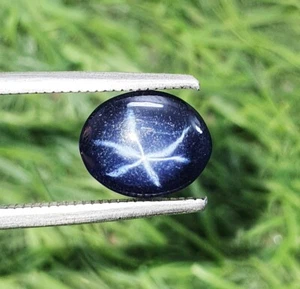 2.83 Ct Blue Star Sapphire Oval Cabochon 6 Rays Lab Grown Loose Gemstone 10x8 MM - Picture 1 of 4