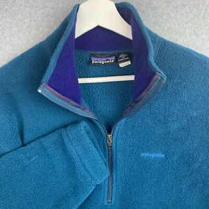 Patagonia Herren Gr. M Fleece 1/4 Reißverschluss Pullover blaublau lila Vintage USA Jacke - Bild 1 von 12