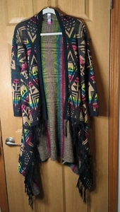 No Boundaries Women's XL (15-17) Cardigan Sweater Fringed Long - Picture 1 of 9