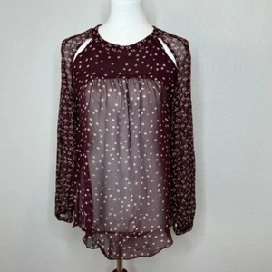ISABEL MARANT ETOILE Presley Sheer Popover Top Sz EU36 US4 Burgundy Dk Red Chic - Picture 1 of 12