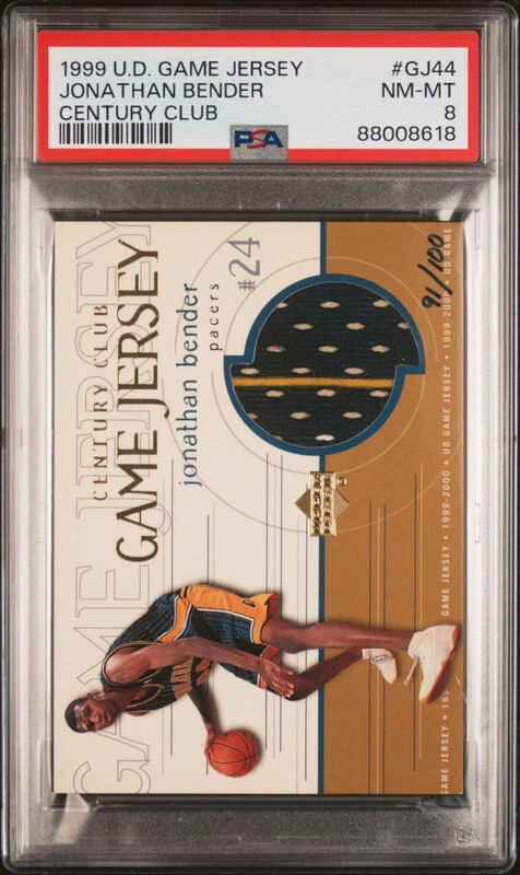 JONATHAN BENDER 1999 CUBIERTA SUPERIOR JUEGO JERSEY CENTURY CLUB/100 PSA 8 POP 2 PACERS Foto 1 de 1