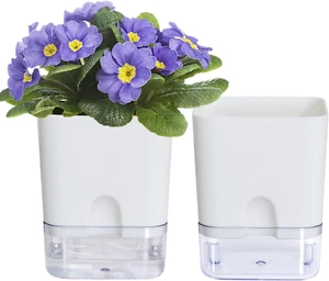 Self Watering Pots For Indoor Plants African Violet Pot Visible Reservoir 2 Pack - Picture 1 of 1