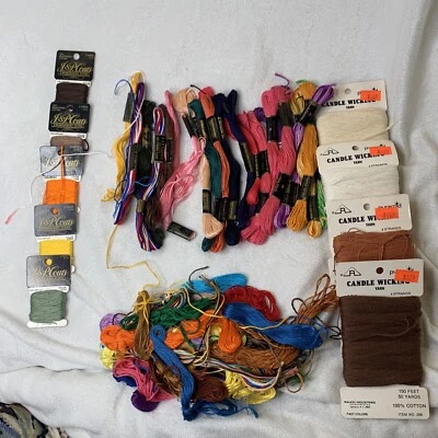 Embroidery Floss Lot 20 Thread 4 Vintage candle wicking yarn bundle loose too - Image 1 of 4