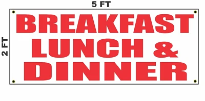 SUPERSIGNS, INC. Breakfast Lunch & Dinner Banner Sign for Restaurant or Cafe