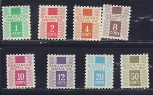SINGAPORE 1968 POSTAGE DUE MINT SET MH PERF 9 - Picture 1 of 2