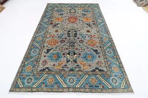 6 x 9 ft Oriental Gray Area Rug Afghan Hand Knotted Veg dye Wool BedRoom Rug - Picture 1 of 12