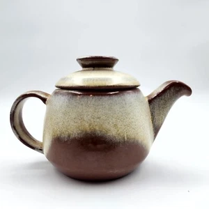 Vintage Frankoma Teapot Coffee Pot Pottery w Lid 6J Desert Gold Brown 4.25 in - Picture 1 of 12