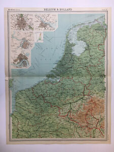 1922 ANTIQUE OLD MAP BARTHOLOMEW TIMES ATLAS OF BELGIUM & HOLLAND