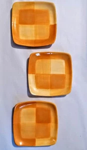 *LOT 3* Golden Yellow Butter 8.5" Square Checkered Country Salad Plates Dishes  - Picture 1 of 9