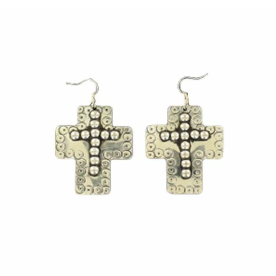 Blazin Roxx® Ladies Western Embossed Cross Silver Earrings 29049 - Image 1 of 1