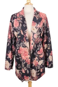 Abrigo Chaqueta Solitario Floral Imitación Gamuza Talla L Bolsillos Delanteros Abiertos - Imagen 1 de 16