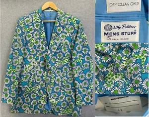 Vintage Lilly Pulitzer Men's Stuff Sport Coat Blazer Size 41 Daisy Peppy Zuzek - Picture 1 of 24