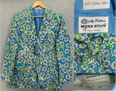 Vintage Lilly Pulitzer Men's Stuff Sport Coat Blazer Size 41 Daisy Peppy Zuzek - Image 1 of 4