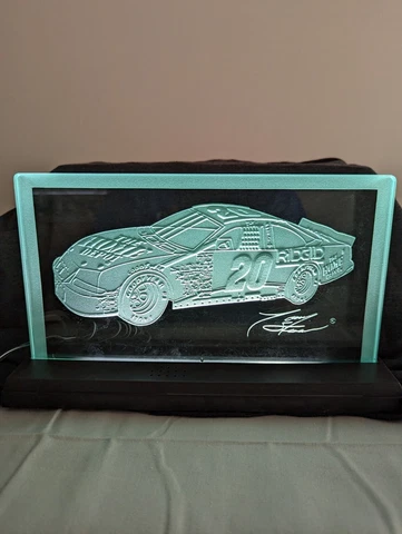 Tony Stewart #20 Home Depot Etched Glass Cube on Illuminated Base 1 of 1008 NEW Cover