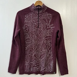 TITLE NINE Womens XS Burgundy Merino Wool 1/4 Zip Long Sleeve Sweater Mock Neck - Picture 1 of 12