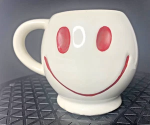 VTG 1970s McCoy Pottery USA Smiley Face White with Red Eyes and Mouth Coffee Mug - Picture 1 of 17