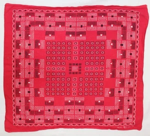 Vintage Elephant Trunk Down 100% Cotton Fast Color RED Hanky Bandana Squares - Picture 1 of 14
