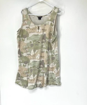 Camiseta sin mangas Woolrich camping estampado mujer’s XL túnica camisa verde Foto 1 de 4