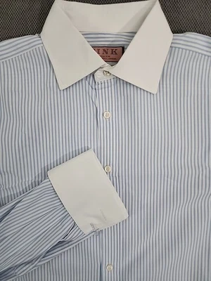 Thomas Pink London Mens Classic Fit LS Blue Cotton Dress Shirt 15.5/34  - Image 1 of 4