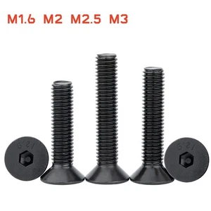 M1.6 M2 M2.5 M3 Grade 12.9 Steel Countersunk Head Screws Hex Drive Allen Bolts - Picture 1 of 9