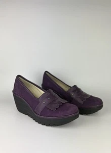 Fly London Yela Women's Leather Purple Wedge Platoform Tassel Size 39 - Picture 1 of 7
