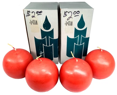 PartyLite Christmas Holly berry Pink Ball Candles 3" Original Box Q3620 NOS - Image 1 of 4