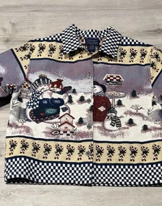 Willow Ridge Tapestry Jacket Christmas Snowman Novelty XL EUC. Vintage - Picture 1 of 6