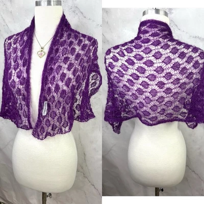 Bufanda Mantón Tejido 100% Mohair Mazurka Lana De Colección Púrpura Capricho Crochet Foto 1 de 4