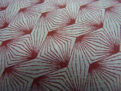 Telas de moda Jinny Beyer Mr. RJR algodón geométrico rojo sobre beige 3 yardas Foto 1 de 4