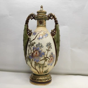 Amphora Vase By Ernst Wahliss Art Nouveau Vienna Austria,Flowers Design 12.5" - Picture 1 of 24