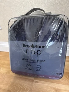 Bata de felpa Brookstone NAP de colección, azul marino L/XL - Imagen 1 de 4