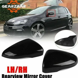 2Pcs Gloss Black Door Wing Mirror Cover Caps L + R For VW Golf/GTI MK6 2009-2013 - Picture 1 of 6