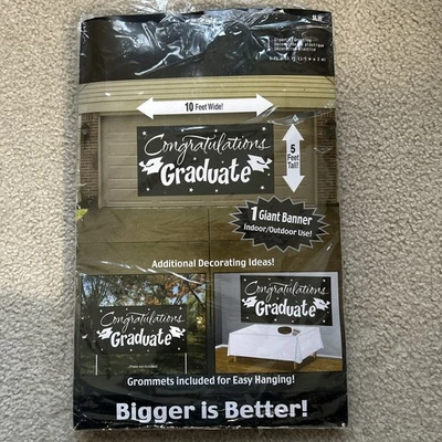 5’ X 10’ “Congratulations Graduate” Vinyl Plastic Banner With Grommets - Image 1 of 4