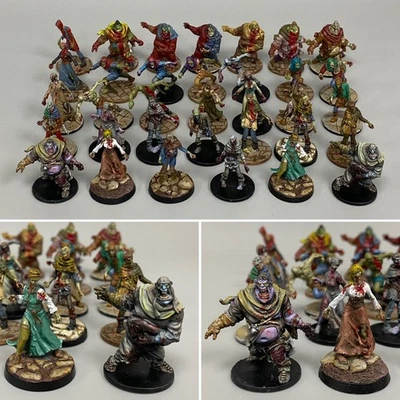 PAINTED ZOMBIE MINIATURES BUNDLE BLACK PLAGUE ZOMBICIDE WALKERS FATTIES RUNNERS - Image 1 of 4