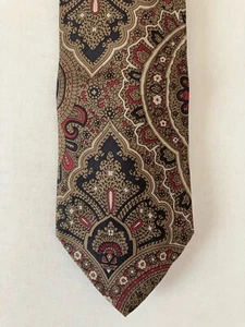 Harve Benard Men's Necktie Tie Silk Satin Brown Black Maroon Geometric 57" - Picture 1 of 5