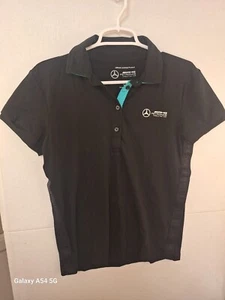 Mercedes AMG Petronas F1 Women's large Classic Polo Shirt NWT Black - Picture 1 of 4