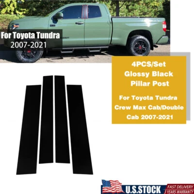 For Toyota Tundra Crew Max Cab 2007-2021 Gloss Black Pillar Posts Door Trim Foto 1 de 4