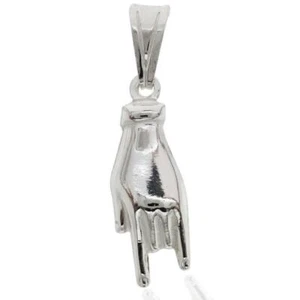Ciondolo accoppiato mano corna mm 20 in argento titolo 925 - Foto 1 di 2