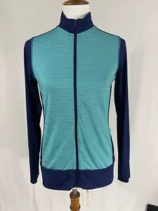 Adidas Golf - Teal & Navy Blue Striped Full-Zip Jacket - Women's XL - Picture 1 of 4