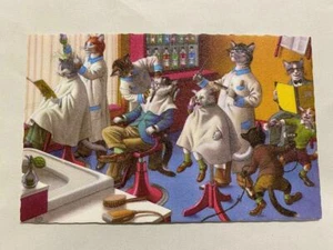 Vintage Alfred Mainzer Katzen Kätzchen Farbdruck Postkarte Belgien 4880 Friseursalon - Bild 1 von 2