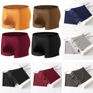 Men Ice Silk Underwear Boxer Briefs Shorts Bulge Pouch Underpants Bikini Panties - Picture 1 of 22
