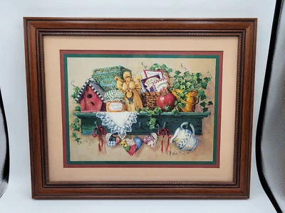 DE COLECCIÓN BARBARA MOCK Interior Hogar Enmarcado Hiedra Y Ángel Estampado 16x13 REGALO PARA ELLA Foto 1 de 3