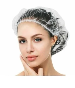 100pcs Disposable One-off Hotel Home Shower Bathing Clear Hair Elastic Caps Hats - Picture 1 of 24