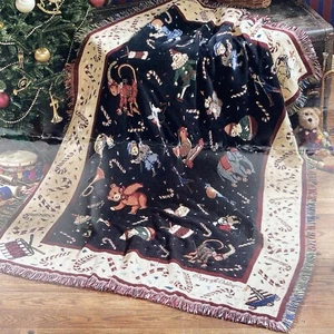Goodwin Weavers Triple Woven Afghan Throw Blanket Christmas Botanical 48"x57" - Picture 1 of 13