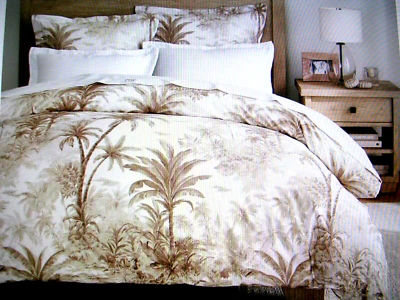 POTTERYBARN PALM TOILE DUVET COVER FULL/QUEEN 100% ORGANIC COTTON NEUTRAL NWTAGS - Image 1 of 4