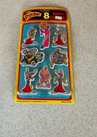 WHO FRAMED ROGER RABBIT (1987 Unique Toys) -- Puff Pins -- On Card Cover