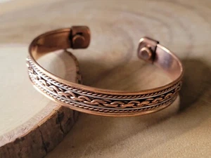 Copper Magnetic Bracelet Arthritis Pain Therapy Energy Cuff Bangle Chain Silver - Picture 1 of 3