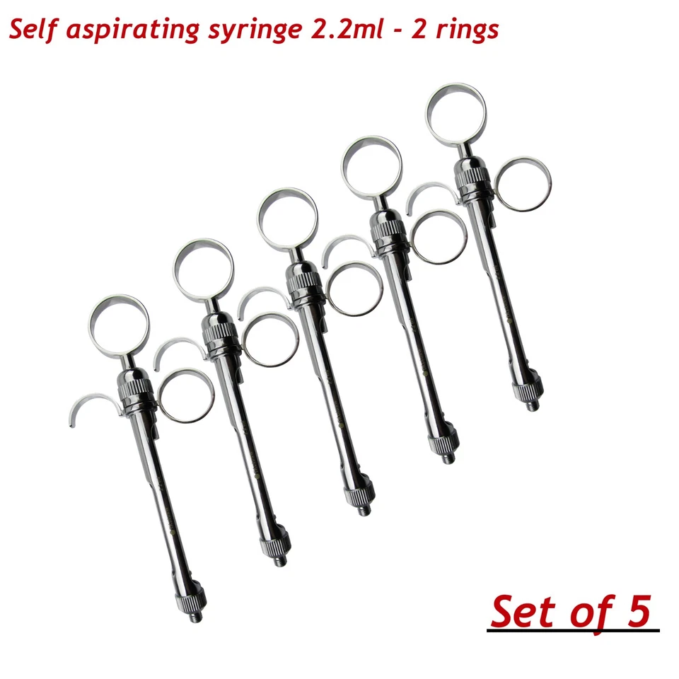 TK PLUS Dental Laboratory Surgical Aspirating Syringe 2.2ml Anesthetic Syringes 2 Rings