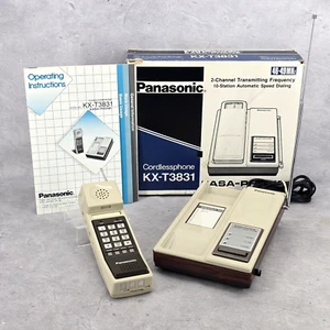 Vintage Panasonic Easa-Phone Model KX-T3831 Cordless Phone Wood Beige Color - Picture 1 of 22